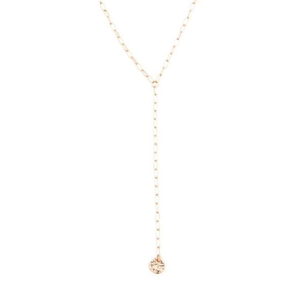 AllSaints Metal Link Y Gold Tone Plated Brass Necklace New Pouch Included - Picture 1 of 4